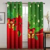 Curtains Cartoon Christmas Red Window Curtains For Kids Bedroom Living Room Bathroom Kicthen Door Hall Home Decor Navidad Natal New Year