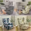 Chair Covers Nordic Printed Kids Adult Wing Chair Cover Stretch Spandex Sloping Armchair Slipcovers Elastic Single Wingback Sofa Covers L240315