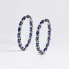 Boucles d'oreilles créoles en Zircon bleu pour femmes, accessoires de luxe délicats à porter au quotidien, fête de danse, bijoux à la mode, 2024