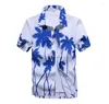Mäns casual skjortor mode mens hawaiian skjorta manliga färgglada tryckt strand aloha kort ärm plus storlek 5xl camisa hawaiana hombre