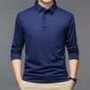 Fashion Men Business Solid Polo Shirts Spring Autumn Cotton Long Sleeve Button Lapel Male Clothing Loose Casual TShirt Tops 240314