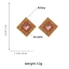 Fashionable Metal Square Rhinestone Geometric Earrings for Womens Exaggerated Elegant Study Earings Banquet Jewelry Accessories