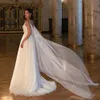 Mariage A-Line Simple Robe Sans manches V Code V Colle nuptiale haute fente High Splid Bridal Backless Elegant Tulle Spaghetti Strap Robe de Yd