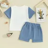 衣料品セット幼児の男の子の夏の服装文字刺繍半袖Tシャツとショートパンツ2ピースの休暇服セット