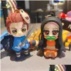 Finger Toys Pendant Keychain Demon Slayer Kimetsu no Yaiba Kamado Tanjirou Nezuko Cosplay Props Cartoon Accessories Keyrings Drop Deli Otdmo