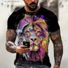 Męskie koszulki 3D wzór zwierząt męski T-shirt czarna koszula moda krótka bluzka męska luźna bluza letnia o-deterict pullover y240315