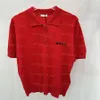 Lyxbrev Kvinnor Jumper Shirt Red Polo Knits Blus Tops Elegant Designer Short Sleeve Jumper Shirts