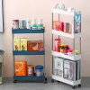 Bacs Small Cart Rangement Rack, Réfrigérateur monté sur sol de cuisine, porte-rangement en couture, salle de bain multicouche, porte-rangement de salle de bain