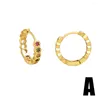 Boucles d'oreilles créoles FLOLA en cuivre, couronne creuse pour femmes, plaqué or, Zircon multicolore, bijoux simples à la mode, cadeaux Ersq04