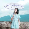 Paraplyer hela automatiska trefaldiga transparenta paraplyfällningar Klar mellersta stickmaterial: Stålresor Män och kvinnor