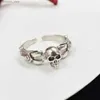 Wedding Rings 2022 Jewelry and Accessories Luxury Brand Skull Embossed Open Ring for Mens and Womens Party Gifts Q240315