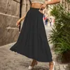 Skirts Women's High Waisted Beige Skirt Office Lady Solid Color A Line Maxi Fall Womens Pleated Waist Large Swing