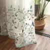 Curtains American Embroidered Floral Tulle Window Treatment Curtains for Living Room Sheer Voile For Bedroom Kitchen Blinds Fabric Drape