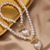 ネックレスのイヤリングセット模倣真珠のハートシェイプ女性のためのドロップブレスレット女子パーティーギフトホリデーファッションジュエリーS016