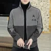 Jaquetas masculinas homens casaco de inverno grosso quente com colarinho fecho de zíper elegante casaco de cardigan para a temporada de outono