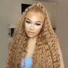 #27 honey blonde water wave lace front wigs 180%-250% density for black women with baby hair