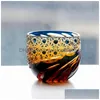 Vinglas 2024 Edo Kiriko Amber Crystal S Drinkware Glass för Sake Baijiu Tequila Bar Cocktail Cup Hand graverad 2oz droppe levererar dhkje