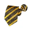 Bow Ties randiga för män Förbundna dragkedja slipsar 8 cm affärsilke Slim Tie Navy Blue Yellow Neck Wedding Party Cravat