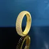 حلقات الكتلة الربيع Qiaoer 2024 925 Silver Full Diamond Micro Set Minimalist Ring Style Ins Propedoile