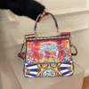 Sacos de noite estilo retro senhoras pintadas bolsa ajustável alça de ombro bolsa feminina na moda grande capacidade satchels280p