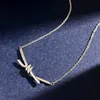 Designer TS Knot Necklace Womens Ins Wind Plated 18k Gold Cross Slooth Samma krage kedja 271h