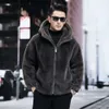 Simone Reinas New Haining Wool Loose Hooded Leather and Integrated Sheep Fleece Fur Coat for Mens Winter