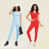 1U Lemon Fitness Giysileri Kadınlar Kısa Kollu Yoga Üstler İnce Spor Giyim Logo Yoga Lu