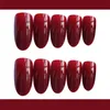 24PcsBox Red Ballerina Fake Nails Press on Nial Art Tips False Coffin Artificial 240313