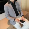 Terno de alta qualidade masculino estilo britânico fino elegante moda negócios casual vestido smoking emendado gola tarambola caso blazer jaqueta 240313