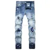 Jeans de créateur Jeans pour hommes et femmes, pantalons longs empilés, déchirés, High Street, rétro, peinture, Patch, trou, Denim, Streetwear