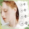 Pendientes de tuerca para mujer, 4 pares, 5, 6, 8, 10mm, joyería de moda, boda, compromiso, fiesta, decoración de oreja, regalo, elegante, Linda perla blanca