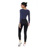 Lu Align Lemon Langarmshirt Sommer Yoga Gym Sport Damen V-Ausschnitt Tight Crop Top Fiess Lässige T-Shirts Workout Blusen mit BH-Pad Joggen