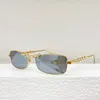 Lunettes de soleil de créateurs pour femmes luxueuses miroirs décoratifs de couleur claire mode lunettes à monture en métal rectangulaire avec bracelet en cristal avec boîte A71584