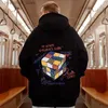 Moletons masculinos Moletons Anime Rubiks Cube Gráfico Impresso Homens Hoodie Vintage Streetwear Oversized Moletons Com Capuz Novo Hip Hop Pulôver Y2K Hoodies L240315