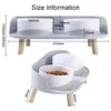 Food Feeders Pet Cat Double Bowls Feeder Adjustable Height Cats Dogs Drinker Water Bowl Dish Elevated Feeding Kitten Supplies 240304