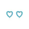 Boucles d'oreilles étalon 925 argent sterling turquoise amour coeur pour femmes fille romantique creux de conception bijoux de fête de fête