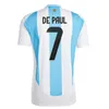 Argentyna 3 gwiazdki koszulki piłkarskie pamiątkowe fanów Wersja Messis Dybala di Maria Martinez de Paul Maradona Kit Kit Men Men 2024 Copa America Cup Camisetas 519