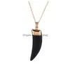 Pendant Necklaces Natural Black Crystal Stone Energy With Chain For Women Girl Men Party Club Decor Jewelry Drop Delivery Pendants Dhtso