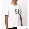 Mens camisetas Nova Laurent Mulheres T-shirt 100% Algodão de Alta Qualidade Casual Ys Assinatura O-pescoço Top Marca Feminino Sl P Carta Imprimir Sólido L Ottq8