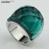 Cluster Rings LYCOON high quality 316L stainless steel wedding Jewelry big crystal ring transparent Austrian green crystal rings for women L240315