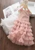 Dziewczęta kamizelka haftowa sukienka dla dzieci splicing warstwy kropki koronkowe sukienki z ciasto z gazem letnie dzieci ubranie księżniczki Q48302205581