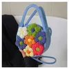 Bolsa de tecido de corda de algodão INS, bolsa de flores, bolsa pequena refrescante de um ombro, bolsa de praia de férias, bolsa crossbody simples e versátil 240315