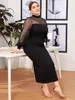 Elegant and Perrty Womens Long Dresses with Sleeves Black Party Commuting Plus Size Summer 2023 240311