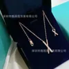 Designer tiffay and co AtIas letters Necklace womens rose gold inlaid with diamonds Roman digital temperament collarbone chain V 1 high version