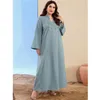 Abbigliamento etnico Partito Caftano Diamante Manica lunga Abaya Donne musulmane Dubai Arabo Colletto alla coreana Abito elegante Abiti Caftano Ramadan 2024