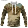 Sweats à capuche pour hommes Sweatshirts Nouveau jardin graphique Y2k Vintage sweats à capuche pour hommes impression 3D Art hommes sweat pull décontracté vêtements longs pour homme vêtements L240315