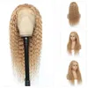 #27 honey blonde water wave lace front wigs 180%-250% density for black women with baby hair