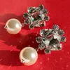 Fancy Jewelry Top Quality Crystal Flower Pearl Earrings Hair Clip Luxury Set Woman Boutique Charm Lovely Wedding Gift Korea 240311