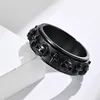 Sculpture Skull Cross Rotatable Rings Band Spin Stainless Steel Decompress Ring for Men Goth Jewelry