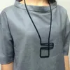 Colares Pingente Moda Feminina Camisola Cadeia Corda Preta Mulheres Colar Geo Maze Collar Simples Jóias